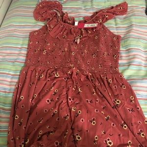 Pink flower print romper